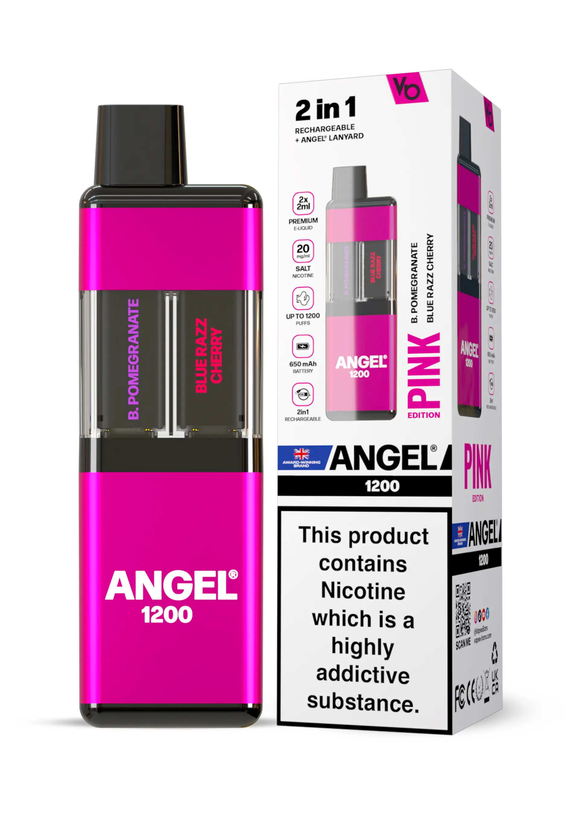 Pink Edition Angel 1200 Rechargeable Disposable Pod Kit 